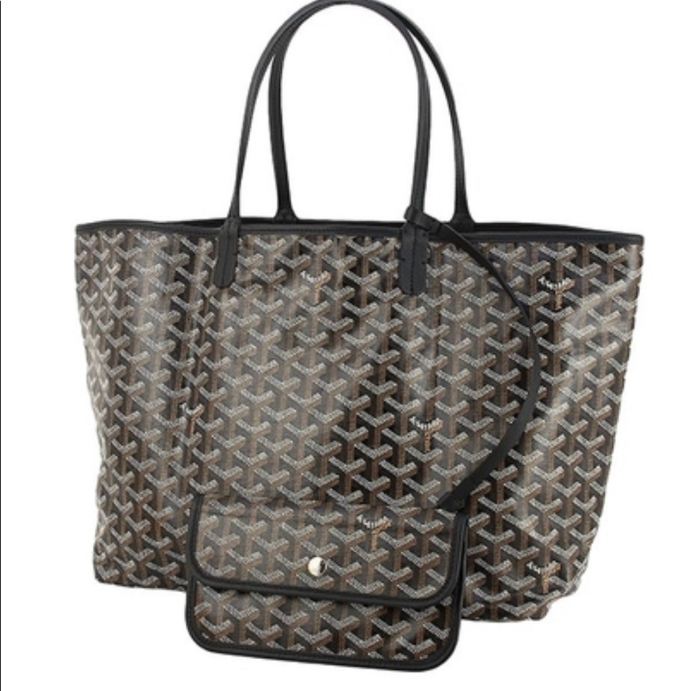 Goyard BLACK GOYARDINE CANVAS SAINT-LOUIS PM tote